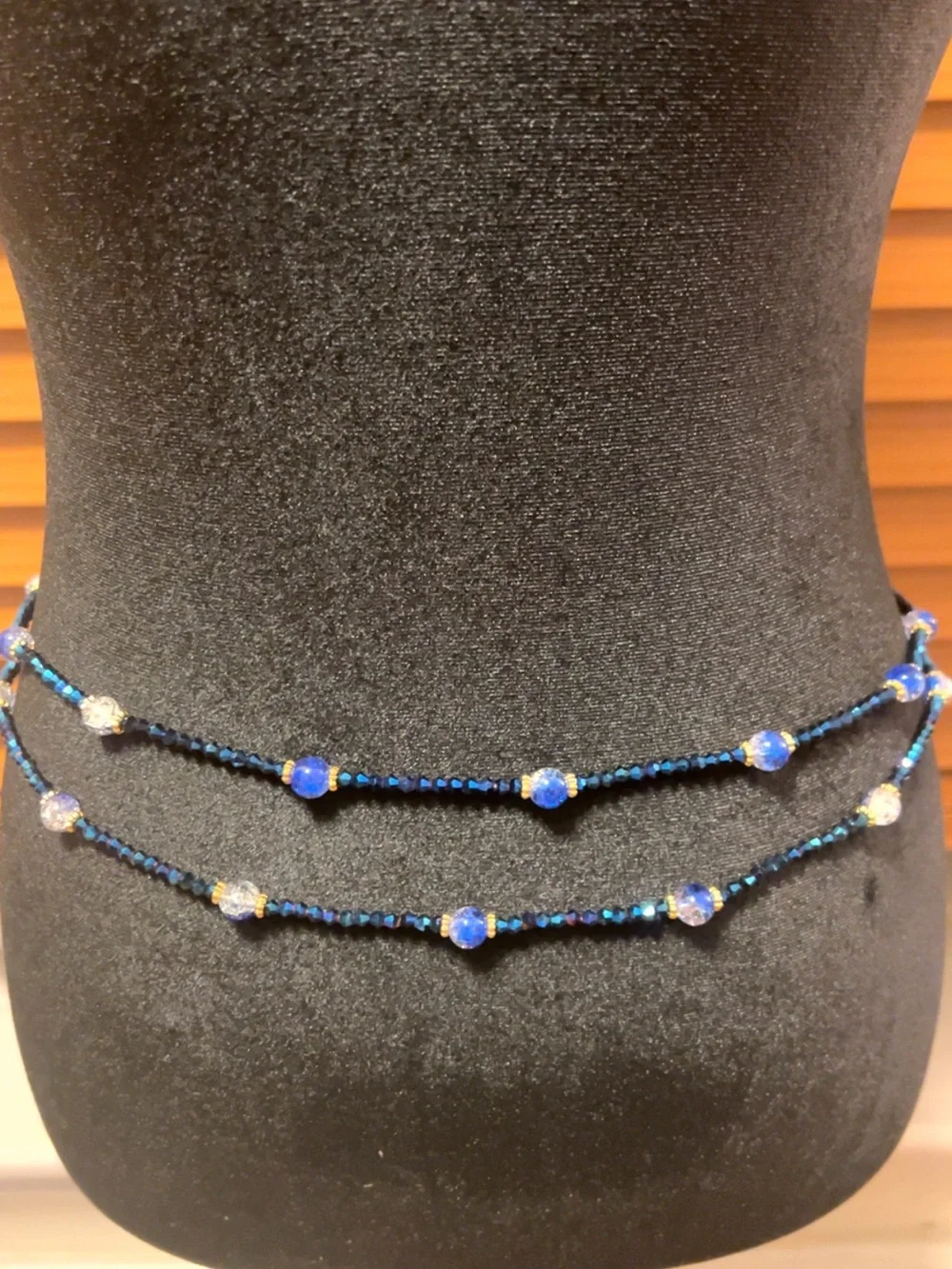 Handmade Beaded Waist Chain – Adjustable blue   Boho Belly Jewelry
